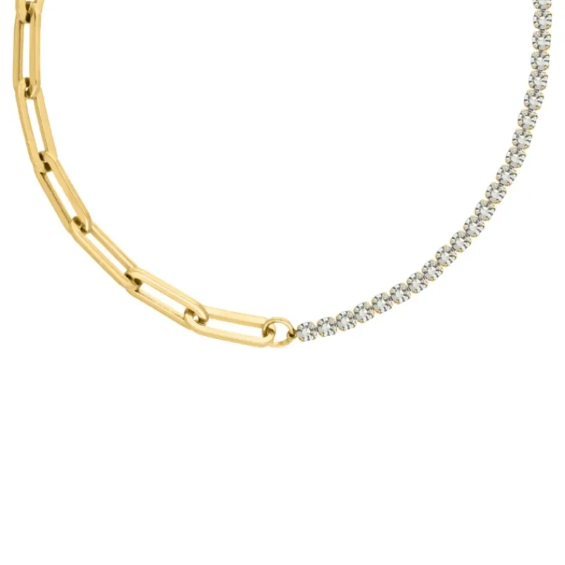 Finaste Tennis ketting met schakels goudkleurig Outlet