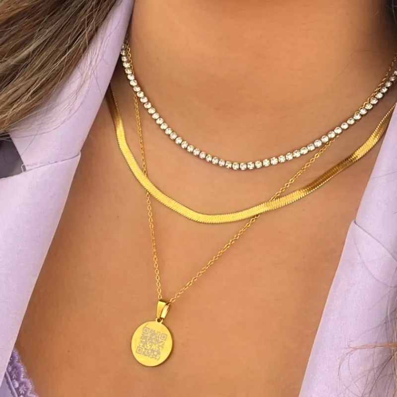 Finaste Tennis necklace goud kleurig Hot
