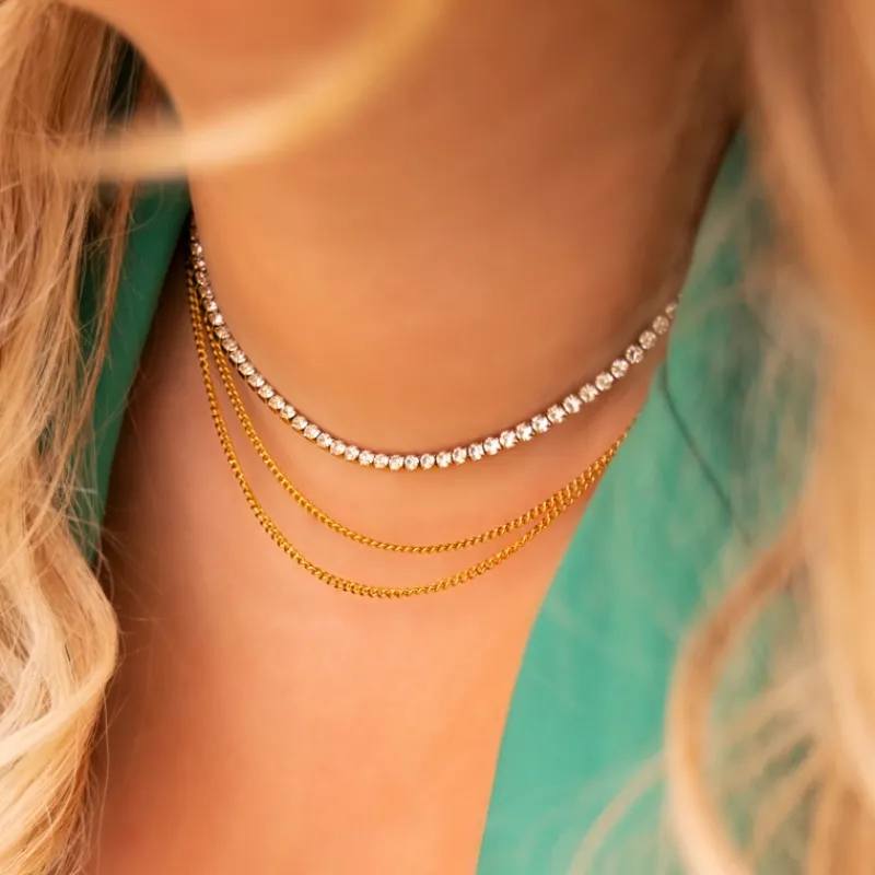 Finaste Tennis necklace goud kleurig Hot