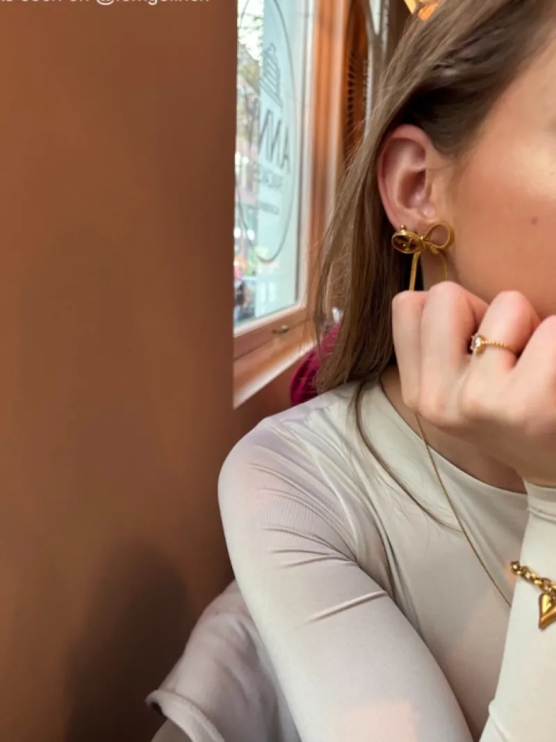 Finaste Trendy bow earrings goudkleurig Clearance
