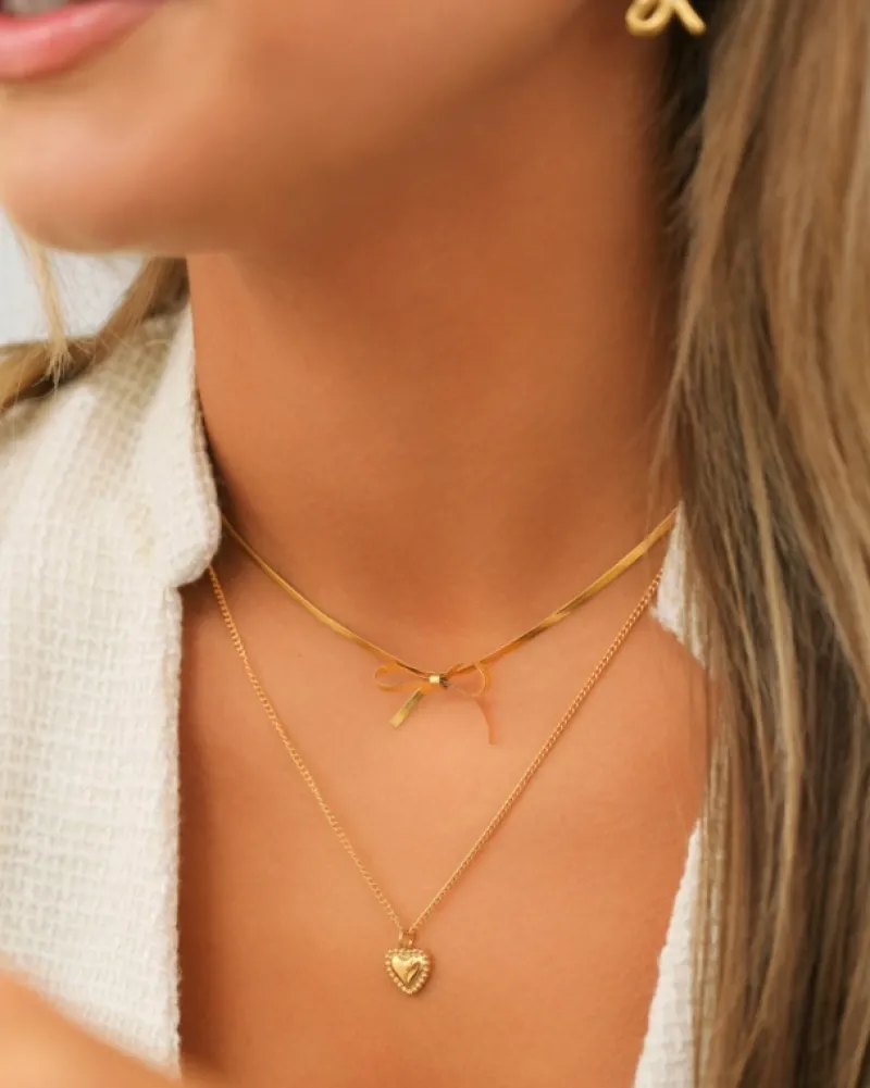 Finaste Trendy bow necklace goudkleurig Discount