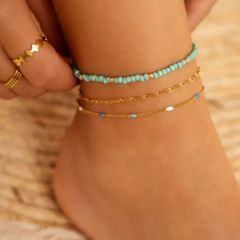 Finaste Trendy enkelbandje gold plated Hot
