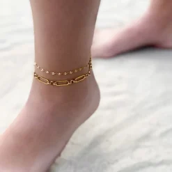 Finaste Trendy enkelbandje gold plated Hot