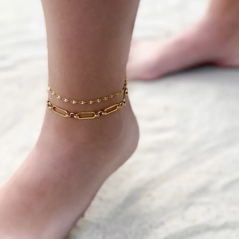 Finaste Trendy enkelbandje gold plated Hot