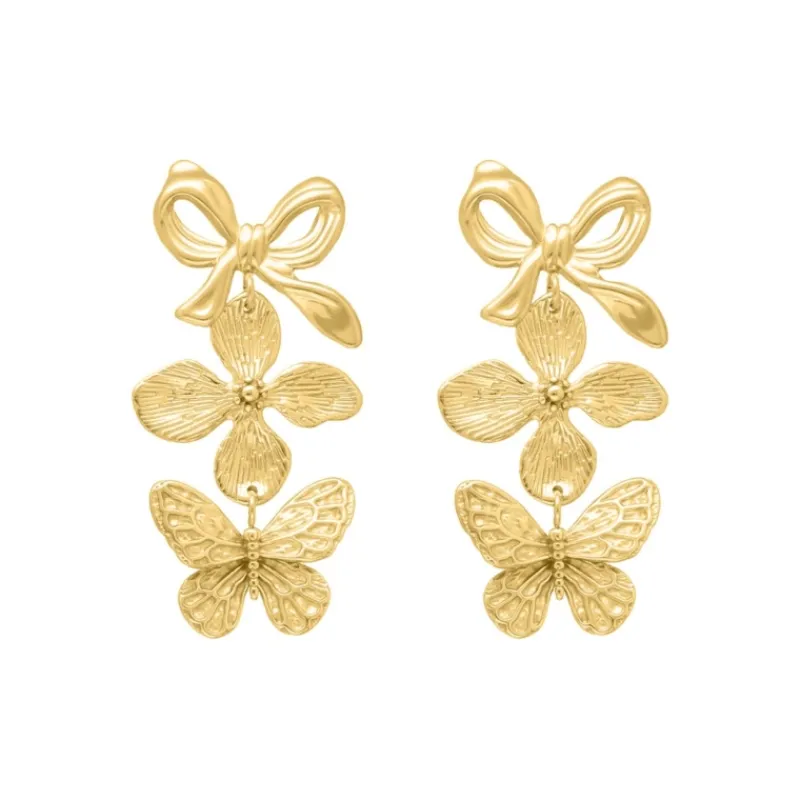 Finaste Triple charm earrings goldplated Discount