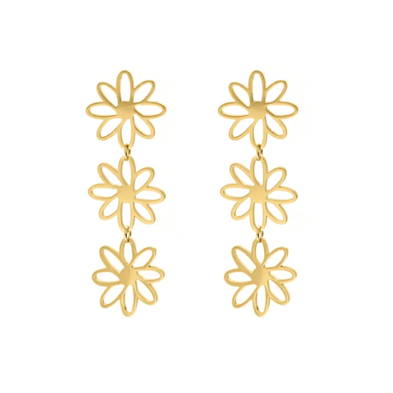 Finaste Triple flower earrings goldplated Online