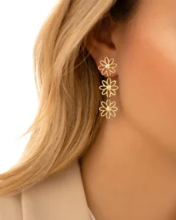 Finaste Triple flower earrings goldplated Online