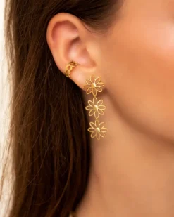Finaste Triple flower earrings goldplated Online