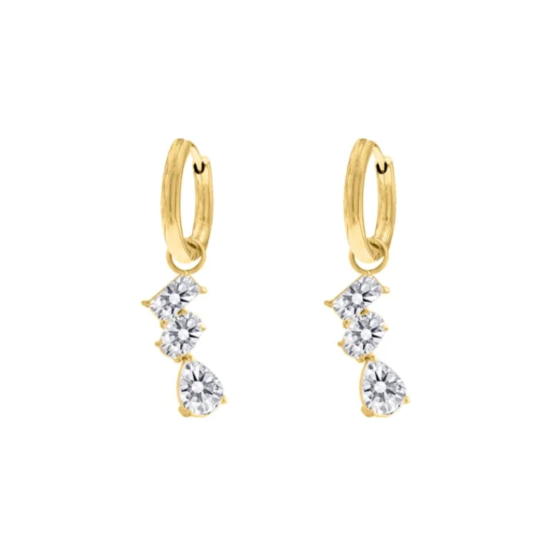 Finaste Triple gem earrings goldplated New