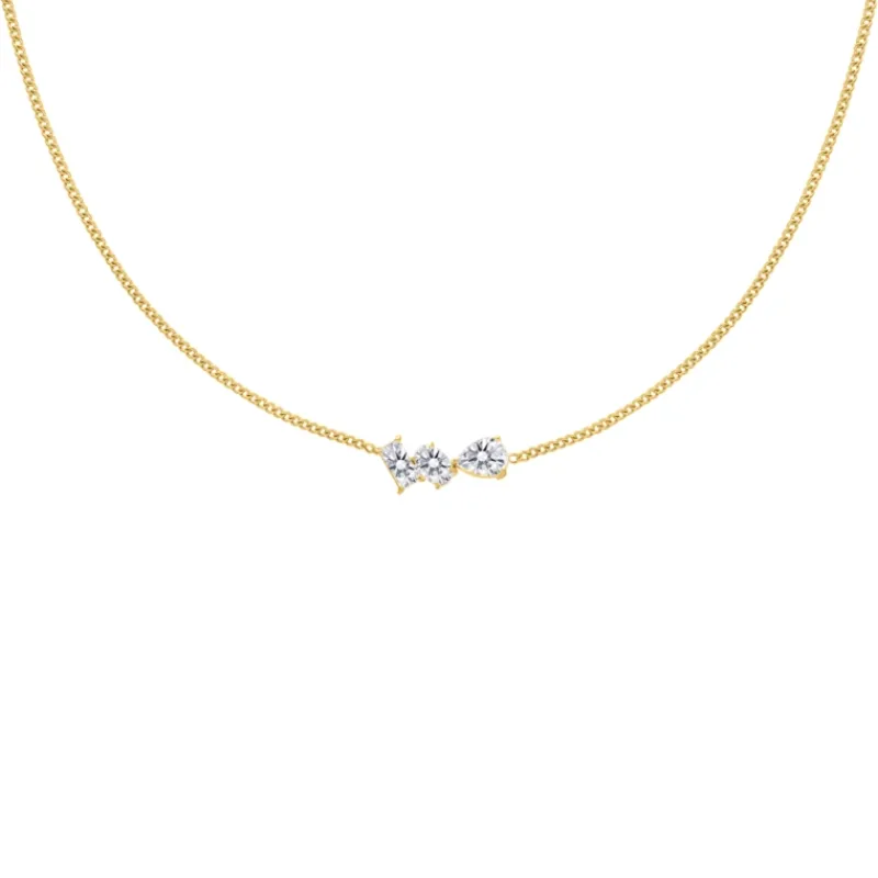 Finaste Triple gem necklace goldplated Online