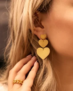 Finaste Triple heart earrings goldplated Discount