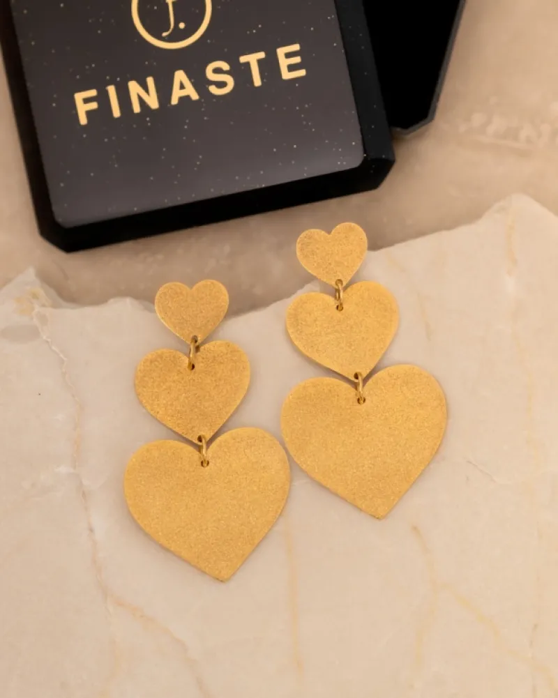 Finaste Triple heart earrings goldplated Discount