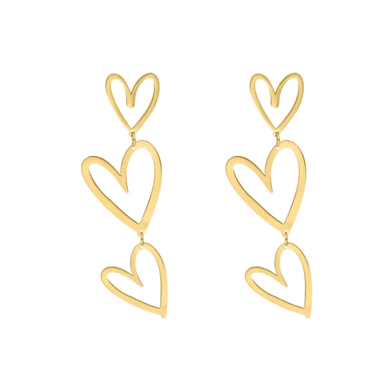 Finaste Triple open heart earrings goldplated New