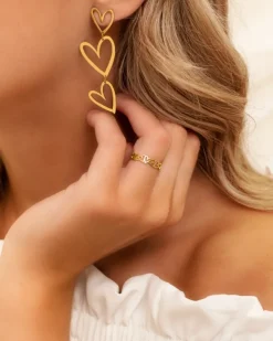 Finaste Triple open heart earrings goldplated New