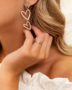 Finaste Triple open heart earrings Clearance