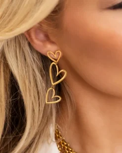 Finaste Triple open heart earrings goldplated New