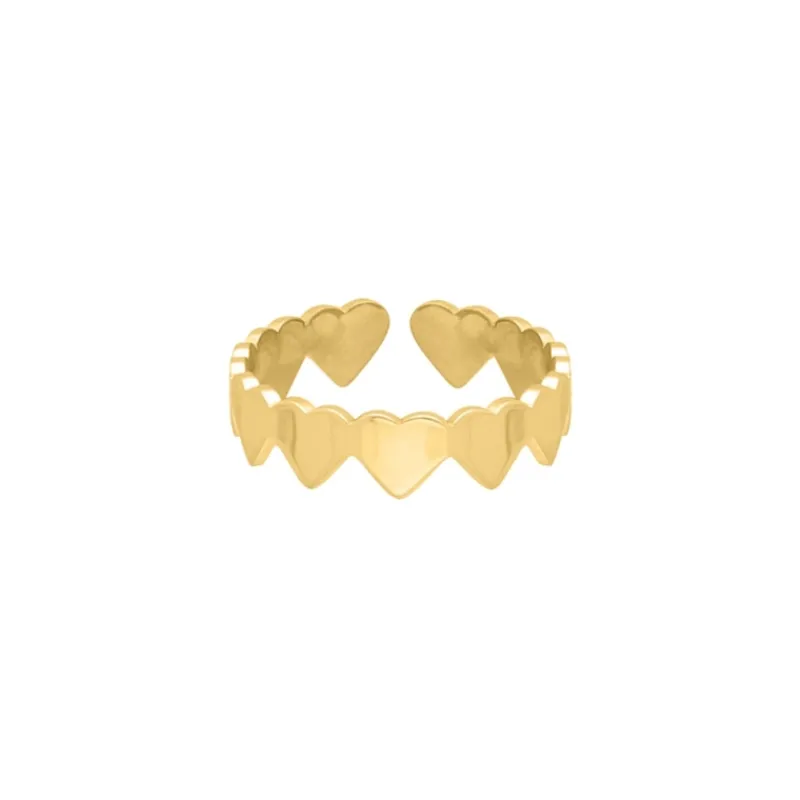 Finaste Verstelbare hartjes ring goudkleurig Fashion
