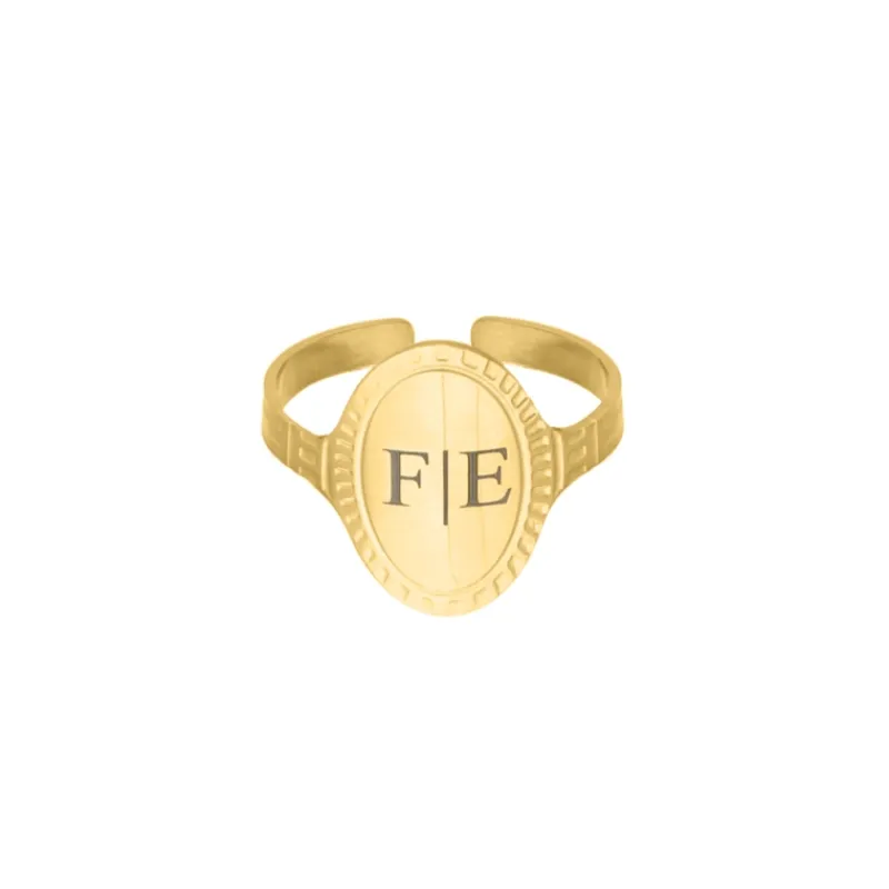 Finaste Verstelbare initial ring vintage goudkleurig Best