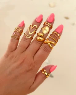 Finaste Verstelbare initial ring vintage goudkleurig Best