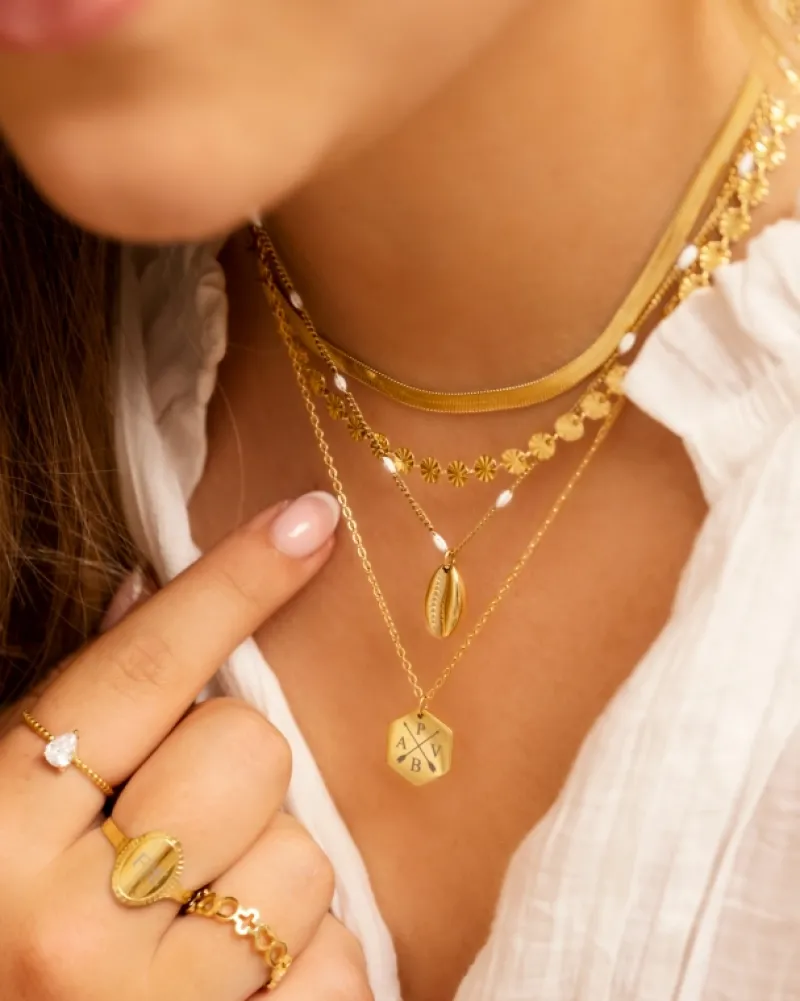 Finaste Verstelbare initial ring vintage goudkleurig Best