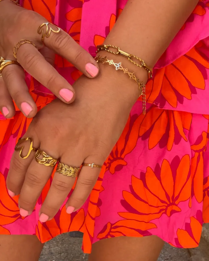 Finaste Verstelbare ring chain link goudkleurig Fashion