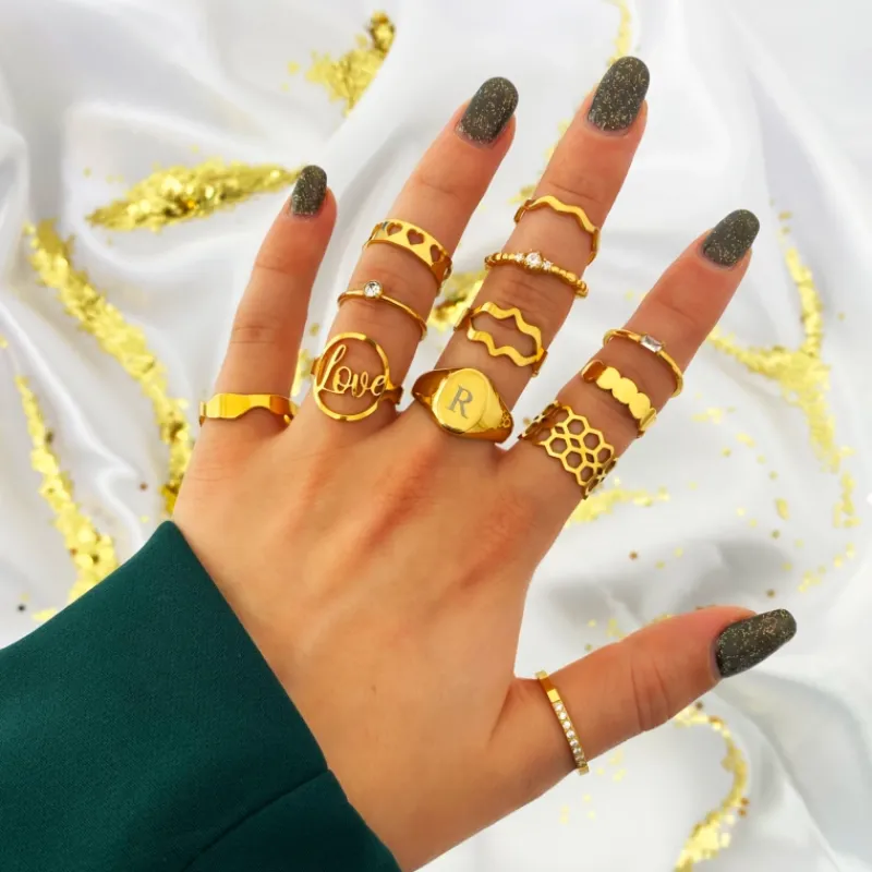 Finaste Verstelbare Ring Chunky Kleur Goud Online