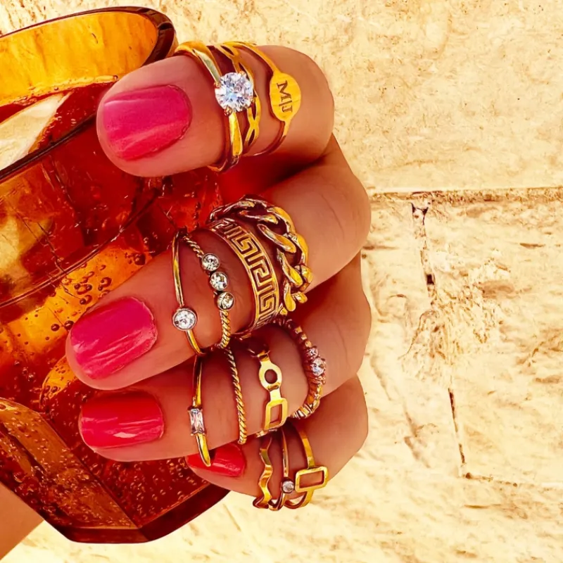 Finaste Verstelbare ring met print kleur goud Fashion