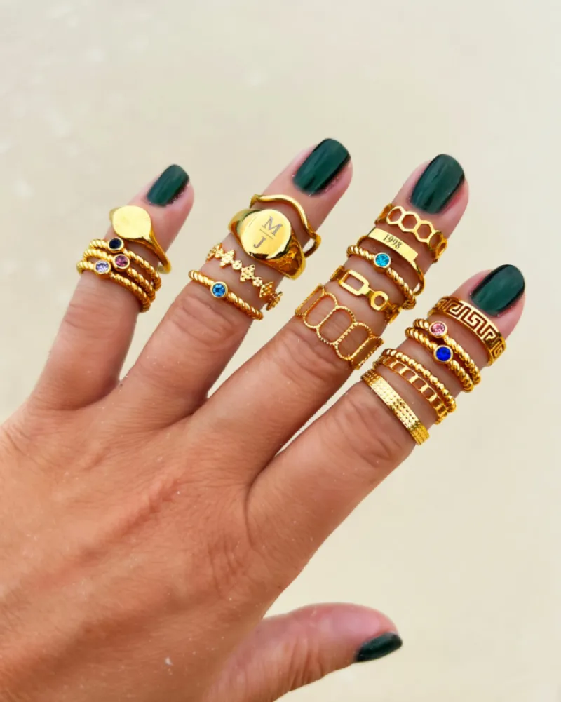 Finaste Verstelbare ring met print kleur goud Fashion