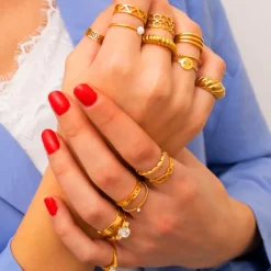 Finaste Verstelbare ring met print kleur goud Fashion