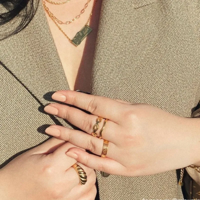 Finaste Verstelbare ring met print kleur goud Fashion