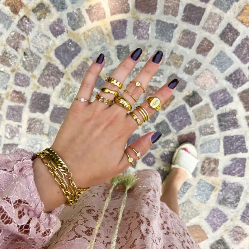Finaste Verstelbare ring met print kleur goud Fashion