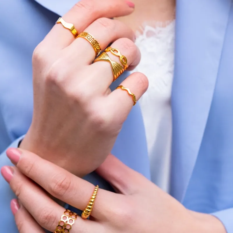 Finaste Verstelbare ring met print kleur goud Fashion