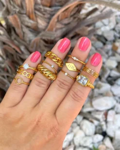 Finaste Verstelbare ring met print kleur goud Fashion