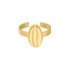 Finaste Verstelbare ring met schelp goudkleurig Fashion