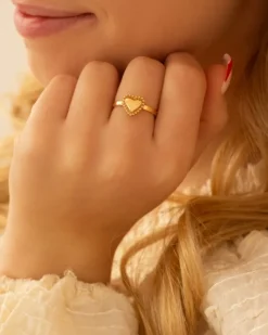 Finaste Verstelbare ring vintage hartje goudkleurig New