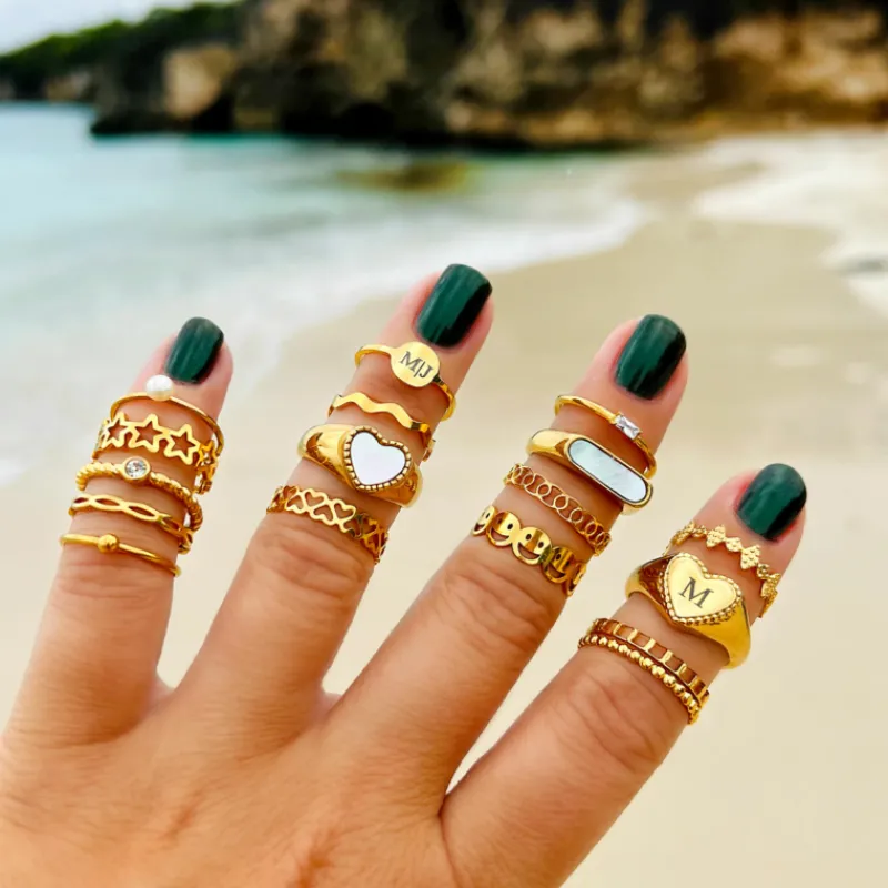 Finaste Vintage chain ring goudkleurig Best