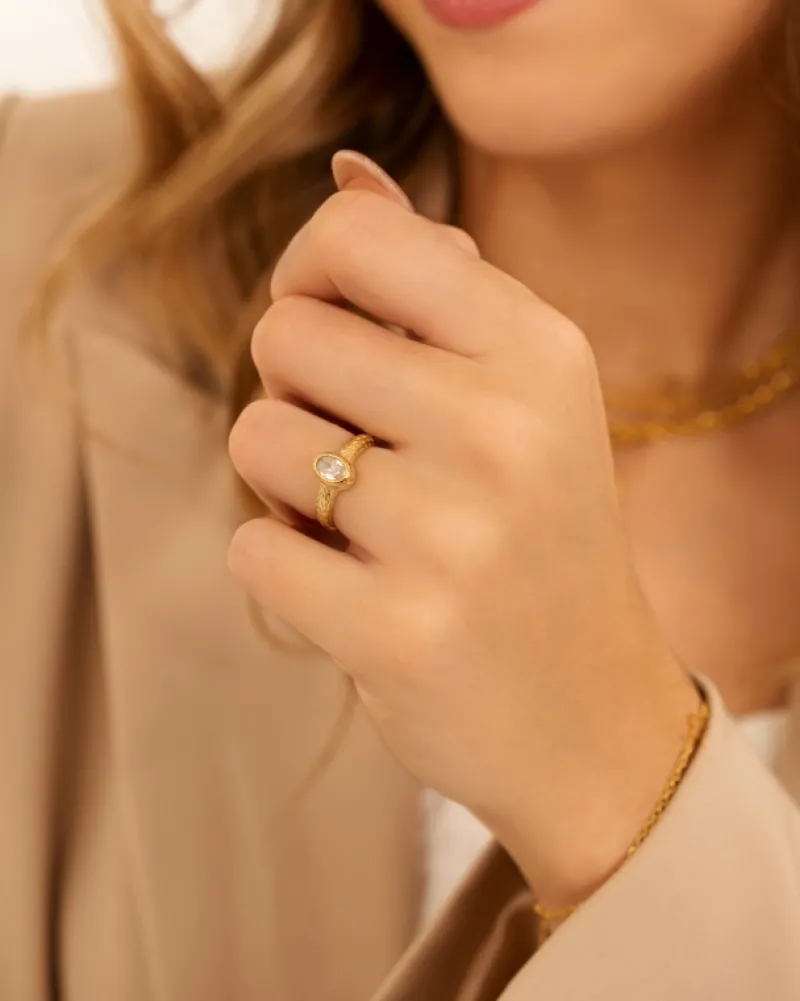 Finaste Vintage stone ring goudkleurig Sale