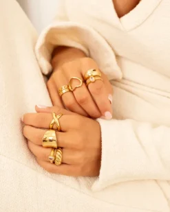 Finaste Vintage stone ring goudkleurig Sale