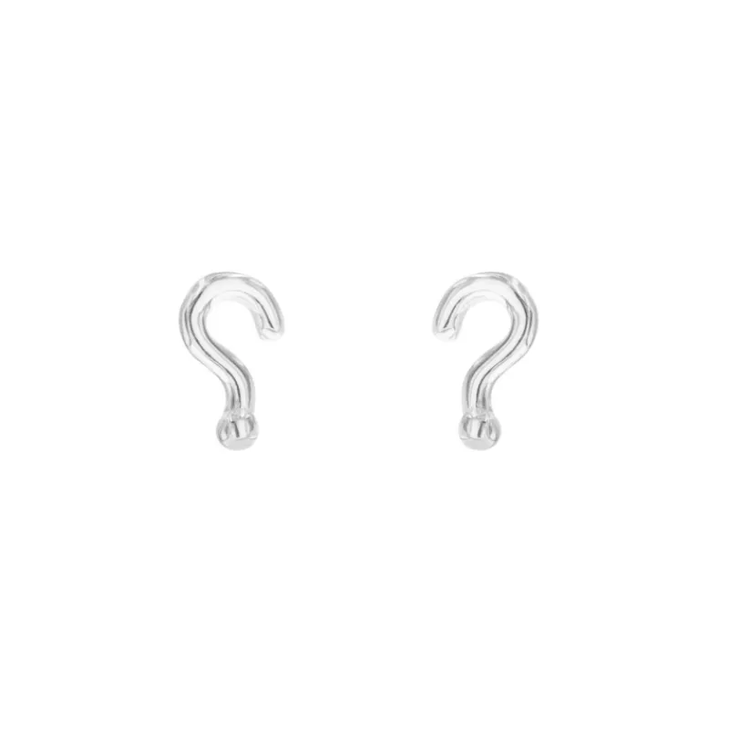 Finaste Vraagteken Stud Oorbellen 925 Sterling Zilver Outlet