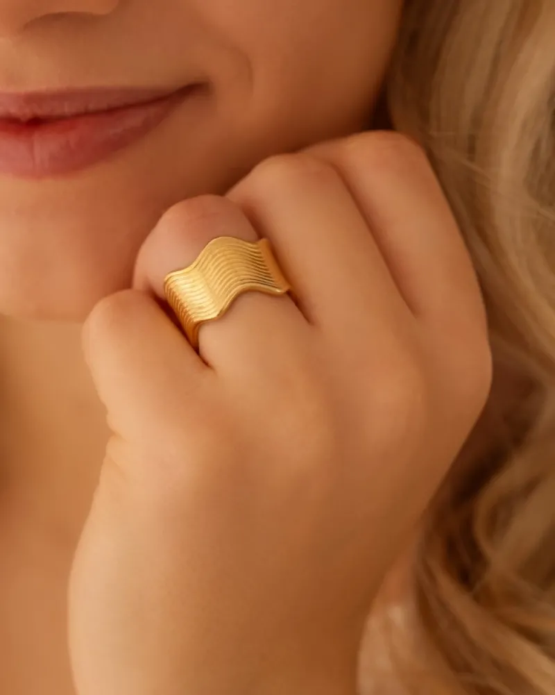 Finaste Wave ring multiple goudkleurig Clearance