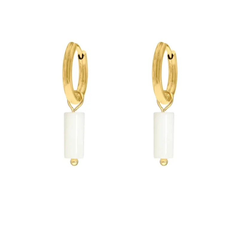 Finaste White sea shell earrings goldplated New