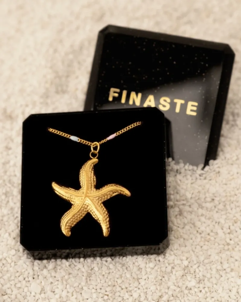 Finaste Zeester ketting met pastel bolletjes goudkleurig Sale