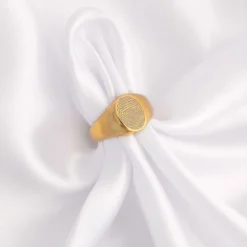 Finaste Zegelring met vingerafdruk goud kleurig Hot