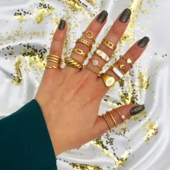 Finaste Zegelring Parelmoer kleur goud Discount