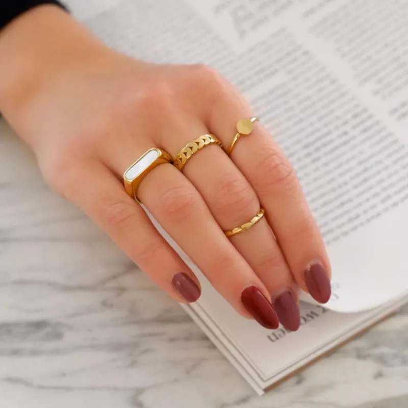 Finaste Zegelring Parelmoer kleur goud Discount