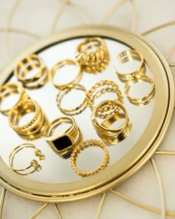 Finaste Zegelring zwart chunky kleur goud Fashion