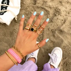 Finaste Zegelring zwart chunky kleur goud Fashion