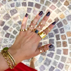 Finaste Zegelring zwart chunky kleur goud Fashion