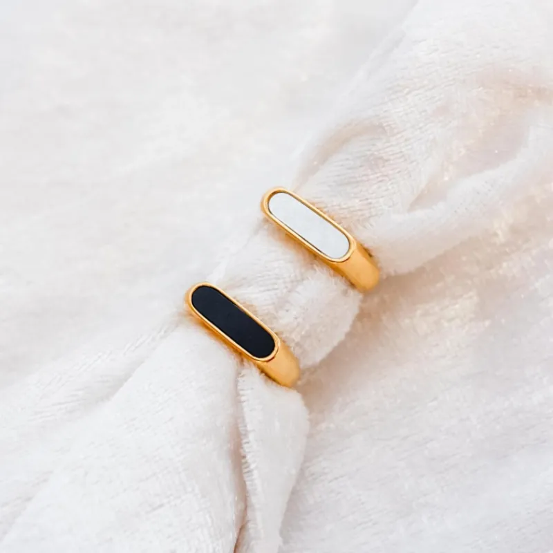 Finaste Zegelring zwart kleur goud Clearance