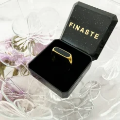 Finaste Zegelring zwart kleur goud Clearance